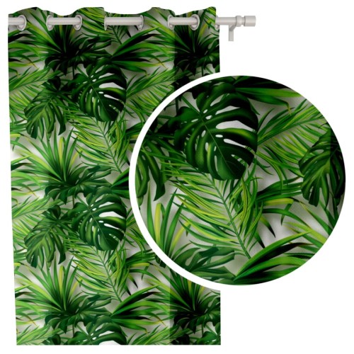 Zasona gotowa PANAMA matowa 145x250 wys. ZIELONA MONSTERA - ArtHomeDesign