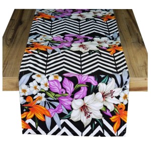 Bieżnik kwiaty z zygzakiem 40x140